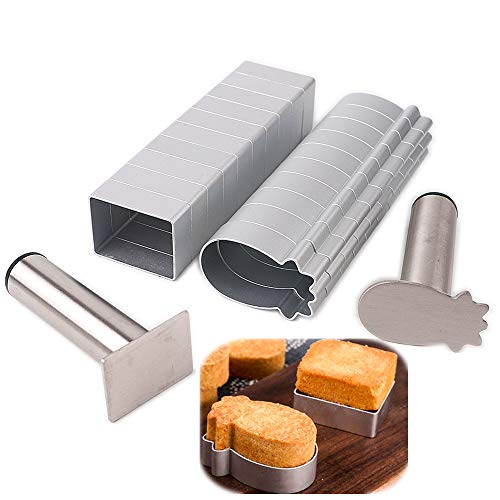 LoBake 2-Piece Pineapple & Rectangle Cookie Molds with Stainless Press, Aluminum Bakeware Kit