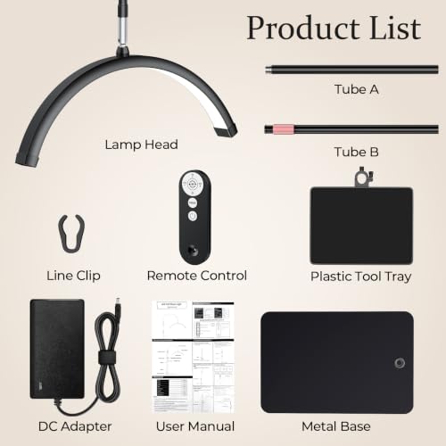 Lash Light with Tool Tray - 2500LM Moon Light for Lash Tech Black