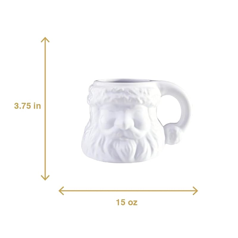 Christmas Santa Mug Ceramic Glossy White 15oz Holiday Coffee Cup