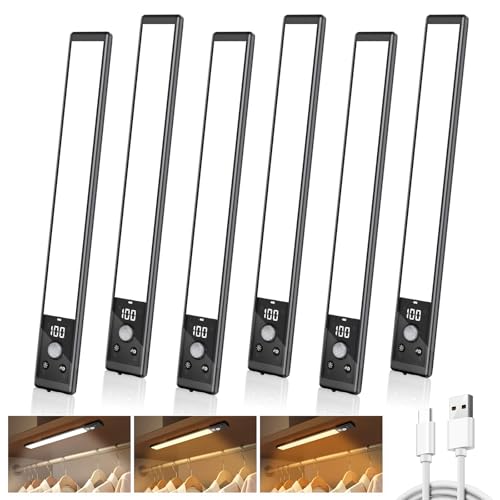 Wireless Under Cabinet Lights 6-Pack 10 Inch with Digital Battery Display
