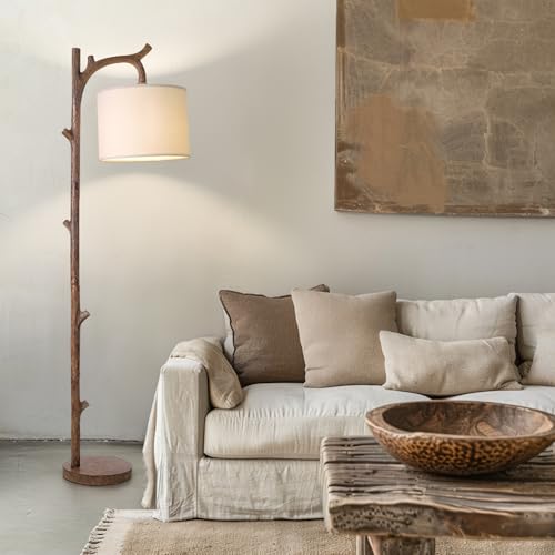 Wood Grain Retro Farmhouse Floor Lamp for Nursery & Living Room - Rustic Tree Trunk Decor