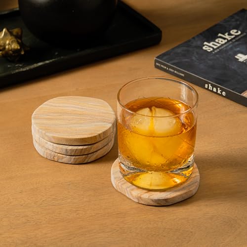 Set of 6 Absorbent Sandstone Drink Coasters - Rustic Organic Design