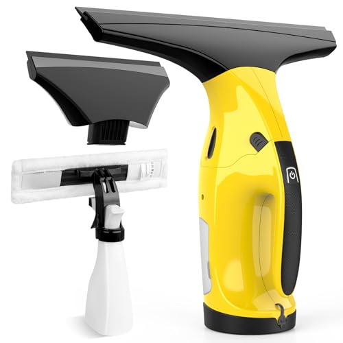 Rechargeable Window Vacuum Cleaner with 11in & 6.7in Squeegee Blades – Cordless Glass & Shower Cleaning