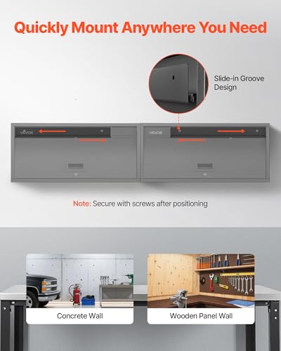 VEVOR Metal Wall Cabinet Upgrade Flip Up 14in, Floating Garage Tool Storage