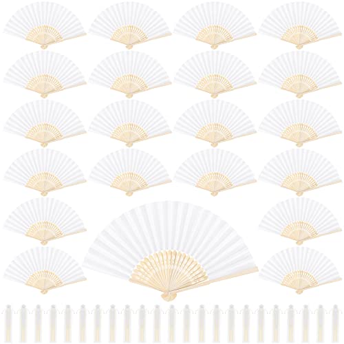 White Silk Folding Fans Set of 72 - Elegant Handheld Fans for Wedding & Event Decor - Variation of 72 / White