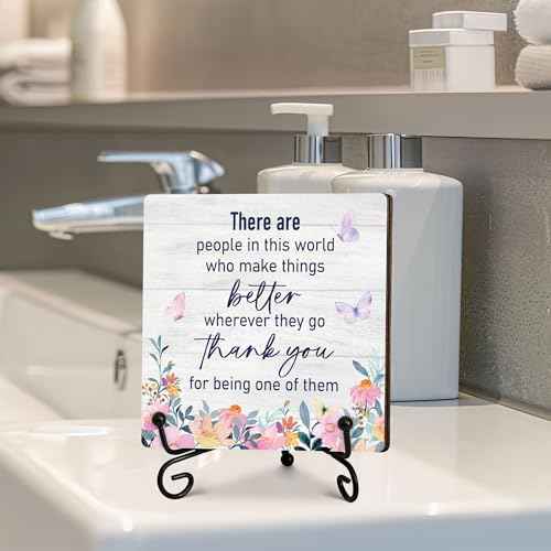 Thank You Gift for Women Men Grateful Gifts, Appreciation Gifts for Boss Leader Teacher Doctor Nurse, Coworkers Leaving Gift, Retirement Gifts, Decorative Sign with Stand, 5 x 5 Inches-B07