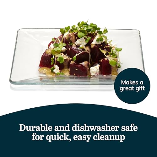Libbey Tempo Square Glass Dinnerware Set - 12 Pieces, Dishwasher Safe