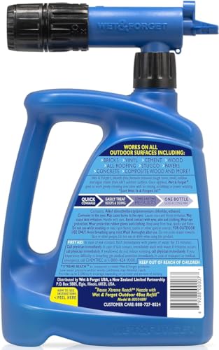 Wet & Forget Outdoor Cleaner & Stain Remover Hose End 48oz - Moss, Mold, Mildew, Algae