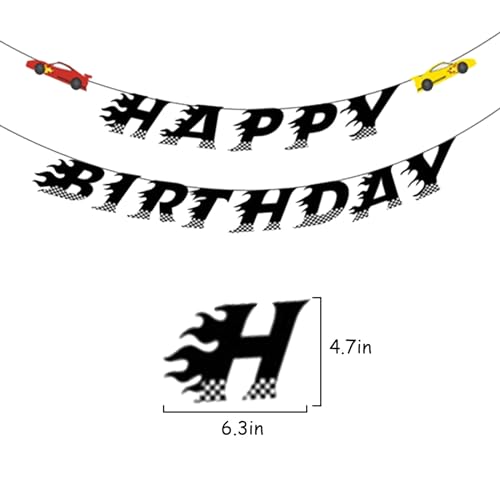 GLASNES Race Car Birthday Banner 6.3 x 4.7 in - Colorful Party Decorations