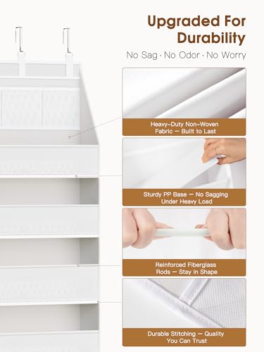 Criusia Over the Door Organizer White 6-Shelf Hanging Storage with Mesh Pockets