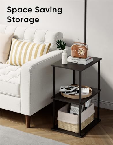 PARTPHONER Black Floor Lamp with Table 2-Pack – Nightstand & Side Table Set