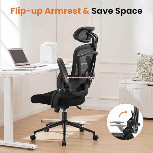 DUMOS Black Executive Mesh Office Chair, Ergonomic High Back Desk Chair
