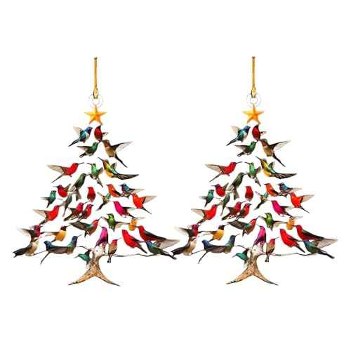 Hummingbird Christmas Ornament, Acrylic Colorful Stack Hummingbird Ornaments, Winter Hummingbirds Home Decoration for Christmas