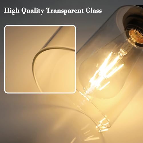 Unicozin Black 3 Light Vanity Wall Lamp with Clear Glass for Bathroom & Bedroom - Modern E26 Fixture