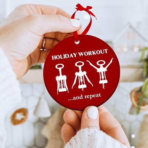 Wine Ornaments for Christmas Tree, Ideal for Red Wine Lovers, Fitness Enthusiast Gym and Workout Ornaments, Perfect Holiday Ornament for a Gym Rat