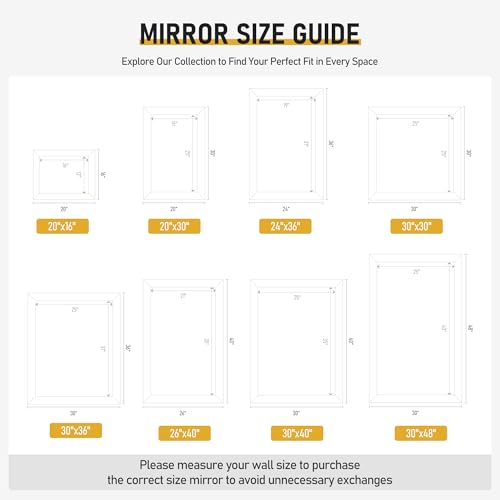 36'' x 24'' White Wall Mirror for Bathroom Rustic Rectangle Vanity Mirror