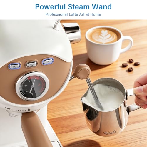 White Compact Espresso Machine with Milk Frother - XIXUBX