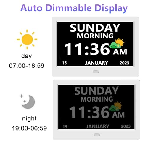 LXBYJKJ 10 Inch Digital Clock for Elderly White Large Font Alarm with Auto DST - Model 10in