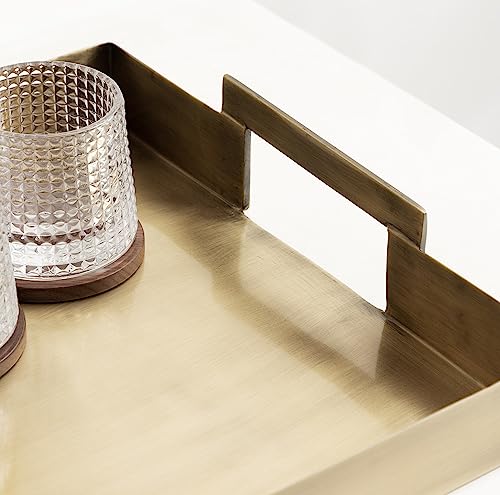 Kate and Laurel Gold Myo Transitional Metal Rectangle Serving Tray 17x13