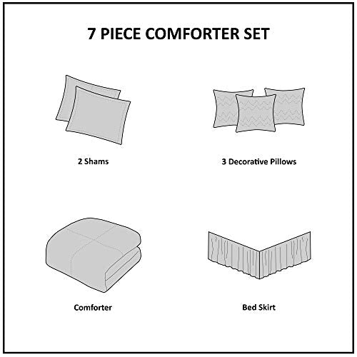 Queen Hotel Style Comforter Set Navy 7-Piece Bedding Collection