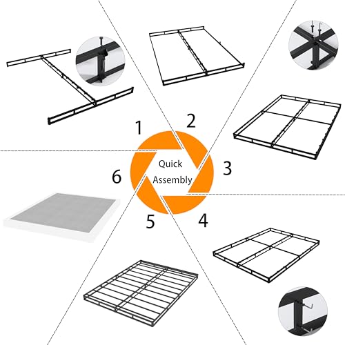 Snaye Queen Size Box Spring 8 Inch High, Heavy Duty Metal Bed Base, Noise-Free, Easy Assembly