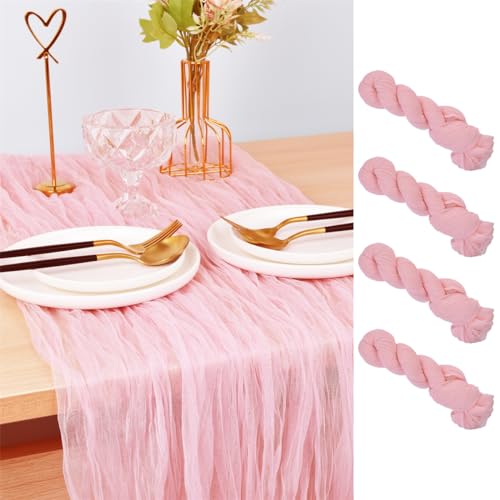 Pink Cheesecloth Table Runner 10ft Fall Wedding Party Decor 4 Pack - Blushing Pink