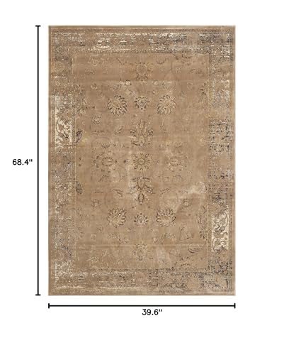 SAFAVIEH Vintage Collection Accent Rug - 3'3" x 5'7", Taupe, Oriental Distressed Viscose Design, Ideal for High Traffic Areas in Entryway, Living Room, Bedroom (VTG117-1662)