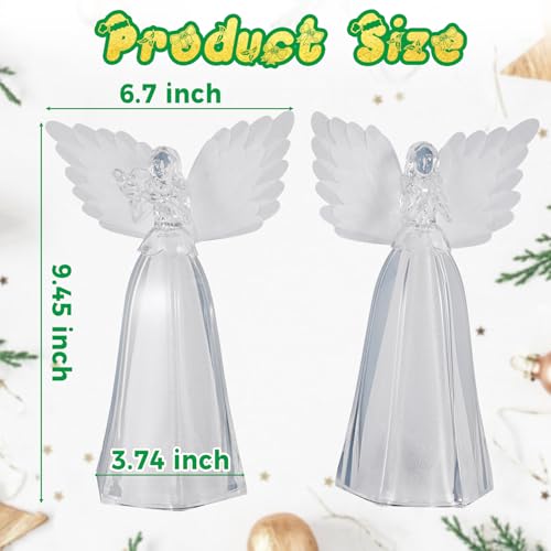 Warm White Angel Christmas Statue with Lights & Timer - 2 Pack Holiday Decor