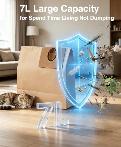 LyriFine Black Touchless Vacuum Dustpan Set with 6 Dustbags, 20Kpa Suction, 2 Modes
