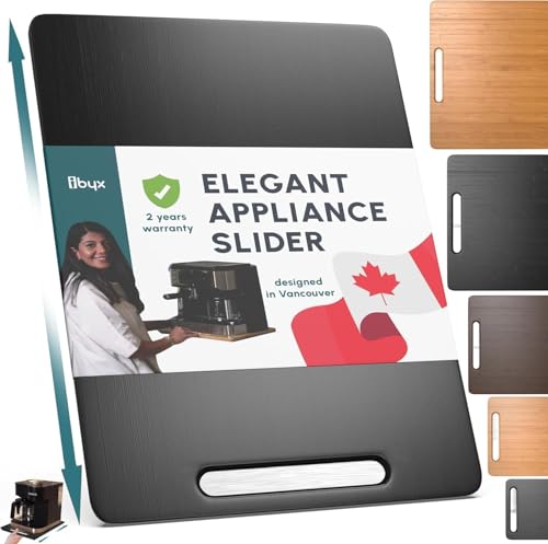 Ibyx Appliance Slider for Coffee Maker - 12x16 Inch Black Sliding Tray
