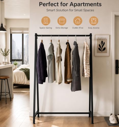 DR.IRON Black Metal Clothing Rack - Industrial Heavy Duty Garment Stand, Space-Saving for Home & Retail, Variation: Clothing Racks / Black