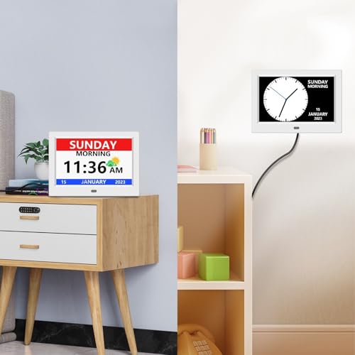 LXBYJKJ 10 Inch Digital Clock for Elderly White Large Font Alarm with Auto DST - Model 10in