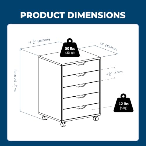 Winsome Halifax 5-Drawer Storage Cabinet - Black, Mobile & Versatile