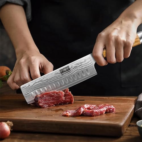HOSHANHO 6.5-Inch Damascus Nakiri Vegetable Kitchen Knife - Sharp, Handcrafted