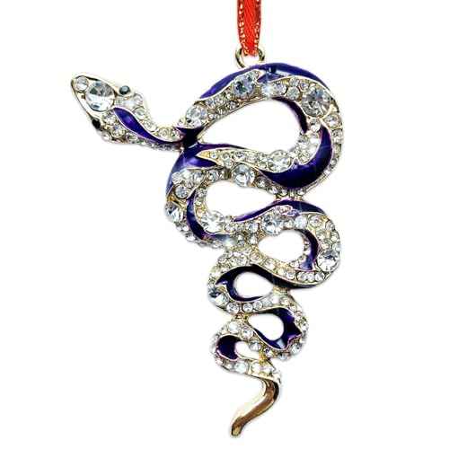 Purple Snake Ornament for Christmas Tree Decorations Metal Snake Christmas Ornaments with Rhinestones Animal Xmas Tree Ornament Xmas Keepsake Gifts for Women Girls Kids