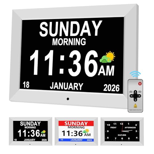 LXBYJKJ 10 Inch Digital Clock for Elderly White Large Font Alarm with Auto DST - Model 10in