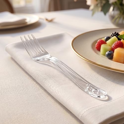 SACATR 1000 Count Heavy Duty Clear Plastic Forks Bulk Disposable Silverware