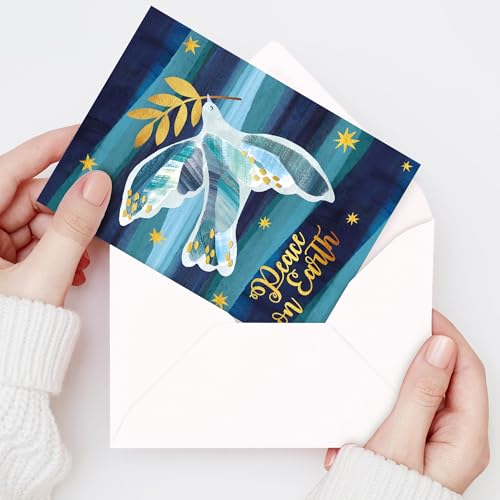 Religious Christmas Cards with Envelopes – Pack of 20, Dove of Peace