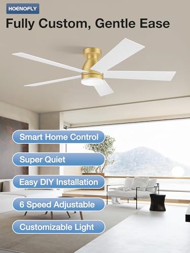 52-Inch Smart Ceiling Fan with Lights Remote Control Outdoor Gold White & Black