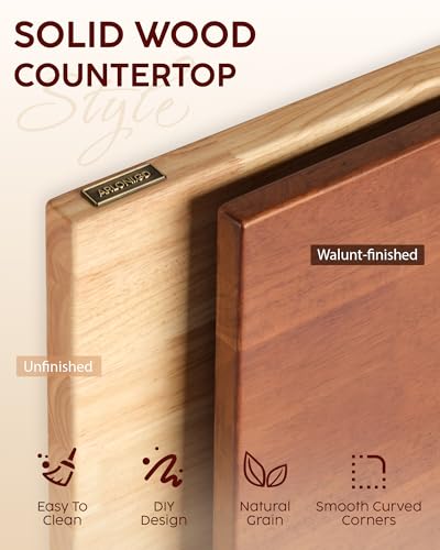 ARLONI.GD Hevea Butcher Block Countertop - Natural Wood, 25"x24"x1.5" Unfinished