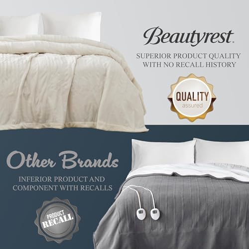 Queen Size Heated Blanket - Fast Heating Electric Blanket in Ivory with 20 Settings
