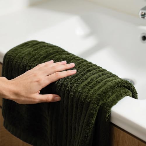 Olive Green 6-Piece Bath Towel Set Oversized 40x80 Inch Soft Microfiber Spa Towels - Full Body Coverage