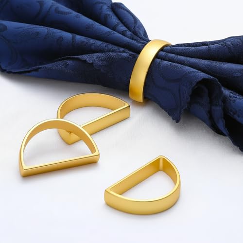 Milaloko 20 Pcs Napkin Rings Set - Elegant Semi-Circle Buckle, Metallic Finish, Thanksgiving & Christmas Table Decor