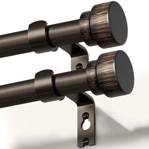 Antique Brown 2 Pack Adjustable Heavy Duty Curtain Rods - 16-60 Inches