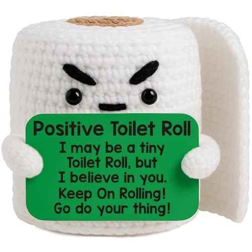 Funny Positive Crochet Animals Emotional Inspirational Support Christmas Birthday Gifts for Men Women Friend Brother Coworker Man Gifts, Mini Small Gag Handmade Knitted Cute Relaxing Stuff Desk Decor