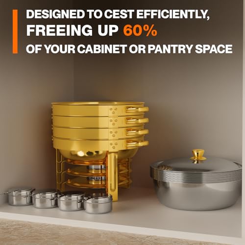 Gold & Silver 5QT Round Stainless Steel Chafing Dish Set for Buffets & Parties - 4 Pack