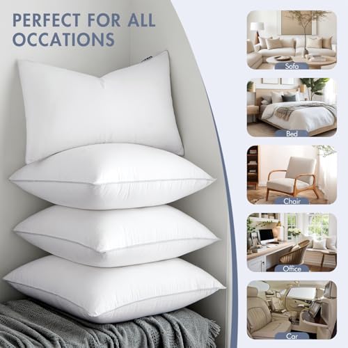 MIULEE 24x24 Inch Pillow Inserts Set of 2 - Textured Woven Cover Square Decorative Throw Pillows for Sofa Couch, Supportive & Soft