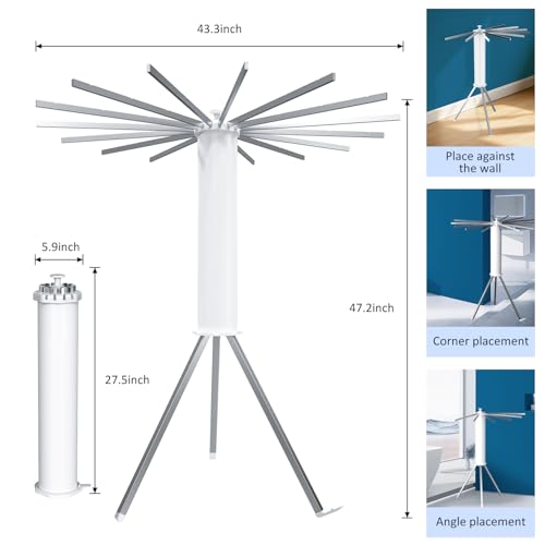 Foldable Clothes Rack with 16 Aluminum Poles - Portable Garment Organizer