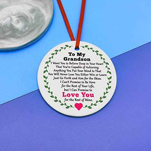 Grandson Ornament Gifts Christmas Ornament Grandson Birthday Gifts from Grandpa Grandma Encouragement Gift from Grandparents Christmas Gradation Going Away Gift for Grandkids