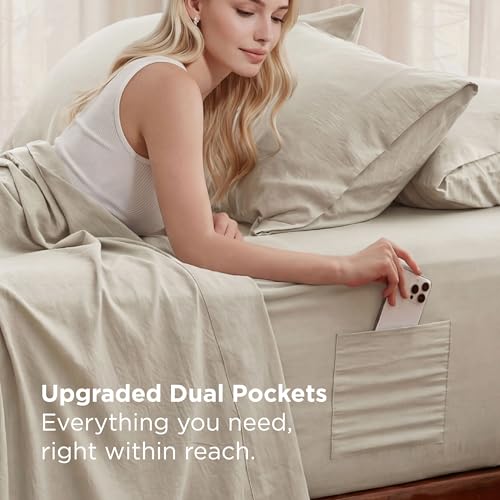 Bedsure Deep Pocket King Sheet Set - 6 Piece Ultra-Soft Linen / King